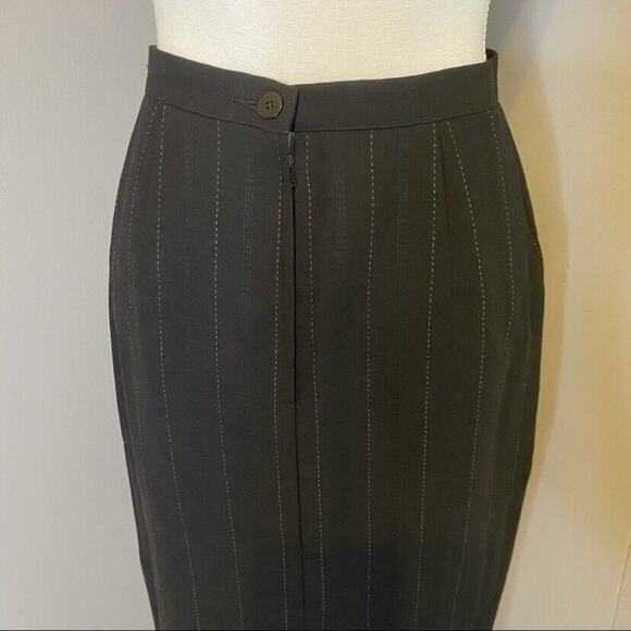 Giorgio Armani Le Collezioni Womens Black Pinstriped Pencil Skirt Sz 6 - Picture 7 of 12
